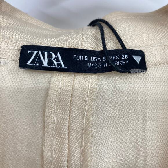 Zara Blogger Fave Jumpsuit Belted Button Front Long Sleeve Utility Cream NEW S - Picture 11 of 13